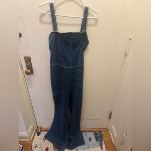 Hollister Blue Denim Jumpsuit Removable Straps